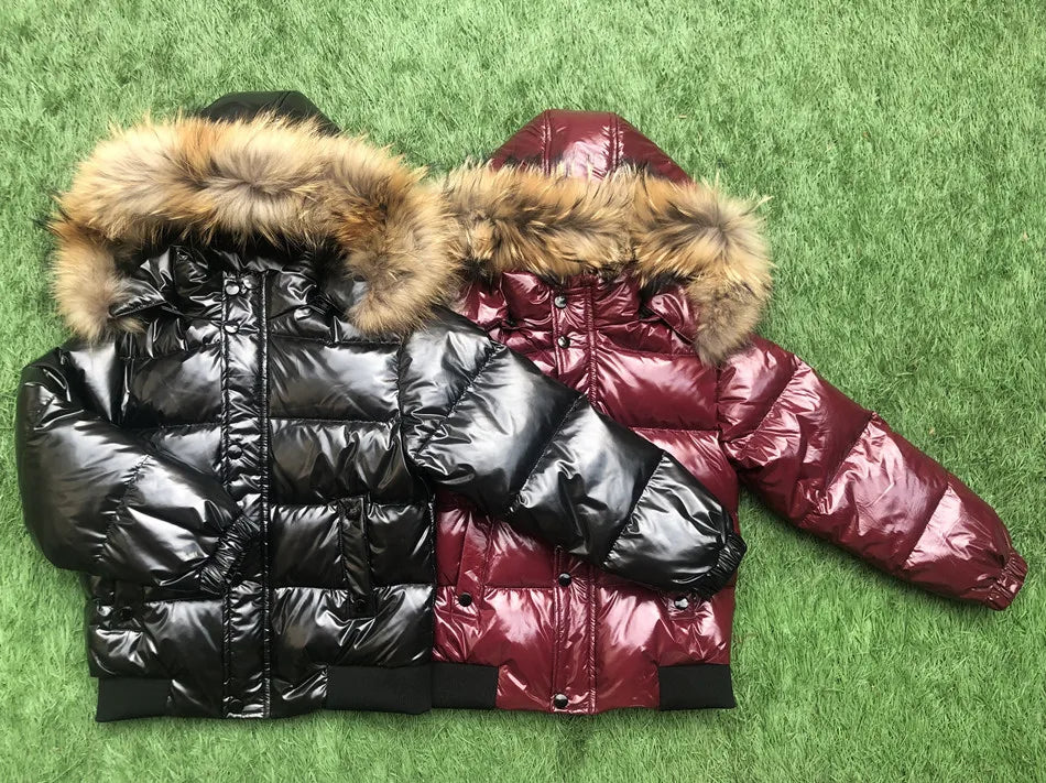 Black Down Winter Parka Jacket for Boys and Girls