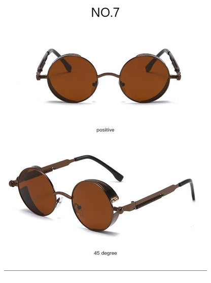 Metal Punk Round Sunglasses for Men and Women