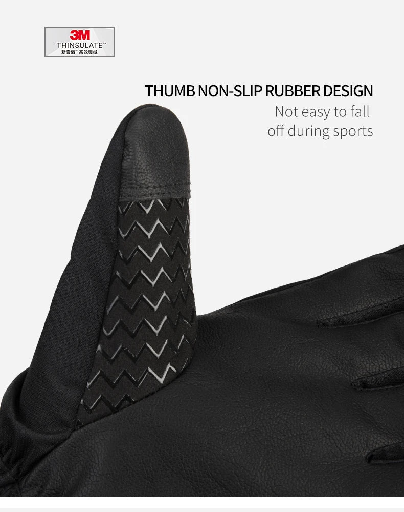 Copozz Waterproof Ultralight Winter Ski Gloves Black White