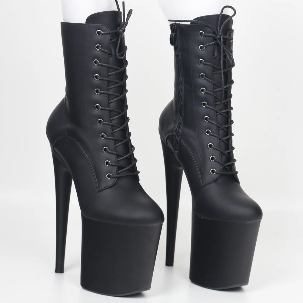 20CM High Heels Platform Ankle Boots Lace Up
