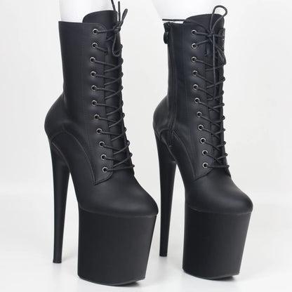 20CM High Heels Platform Ankle Boots Lace Up