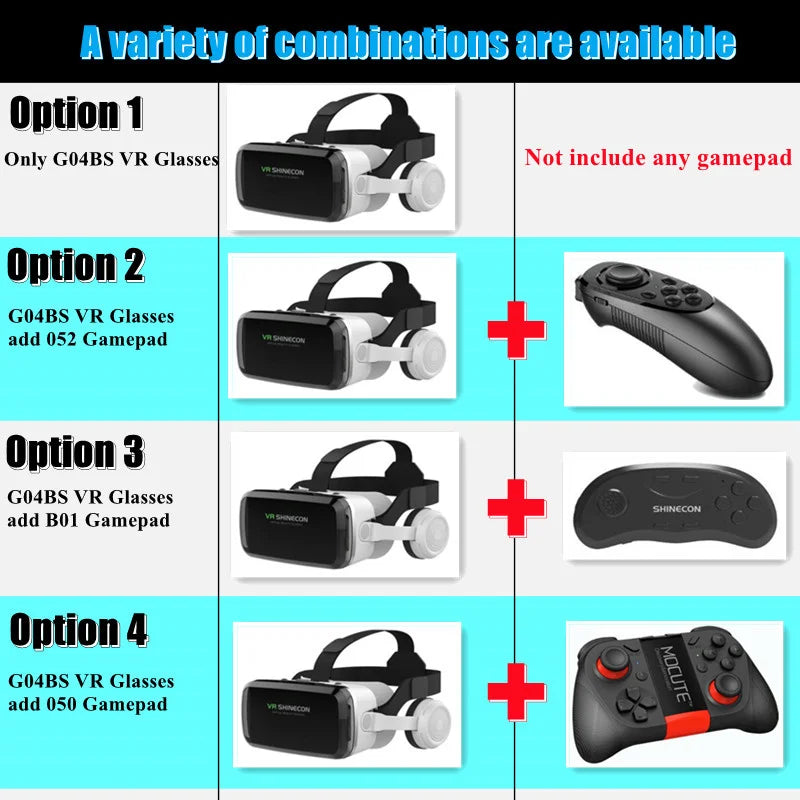 Wireless Virtual Reality Glasses 3D Headset for 4.7-7.2" Phones