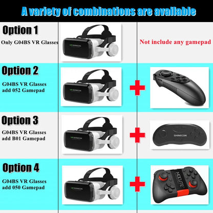 Wireless Virtual Reality Glasses 3D Headset for 4.7-7.2" Phones