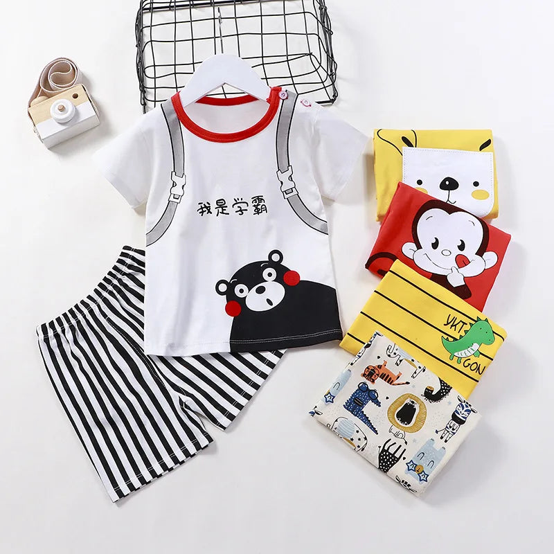 Kids Cotton Cartoon T-Shirt and Shorts Set