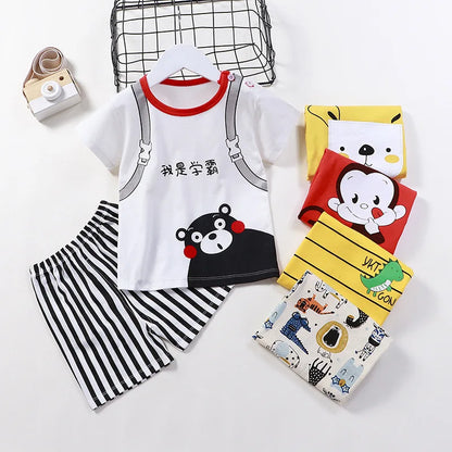 Kids Cotton Cartoon T-Shirt and Shorts Set