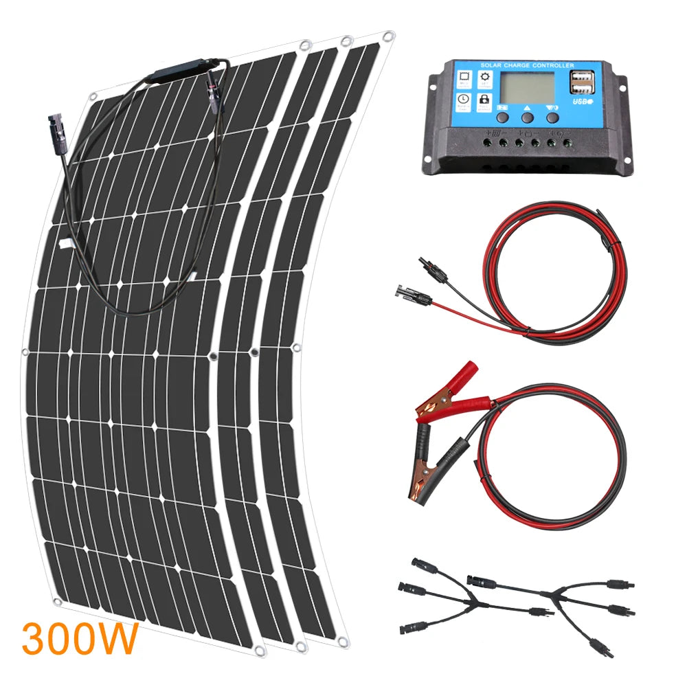 ASUNERGE 12V Flexible Monocrystalline Solar Panel 100W