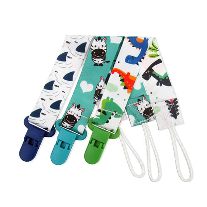 Chain Baby Pacifier Clip Set with Cartoon Print