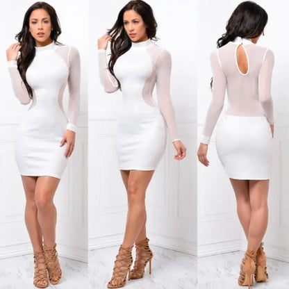 Women Summer Casual Long Sleeve O-Neck Mini Dress