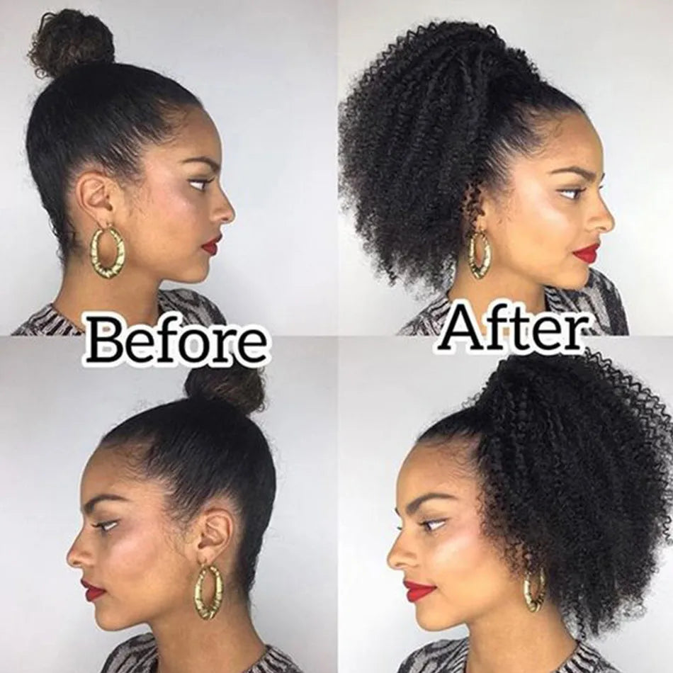 Mongolian Afro Kinky Curly Clip-In Ponytail Extension