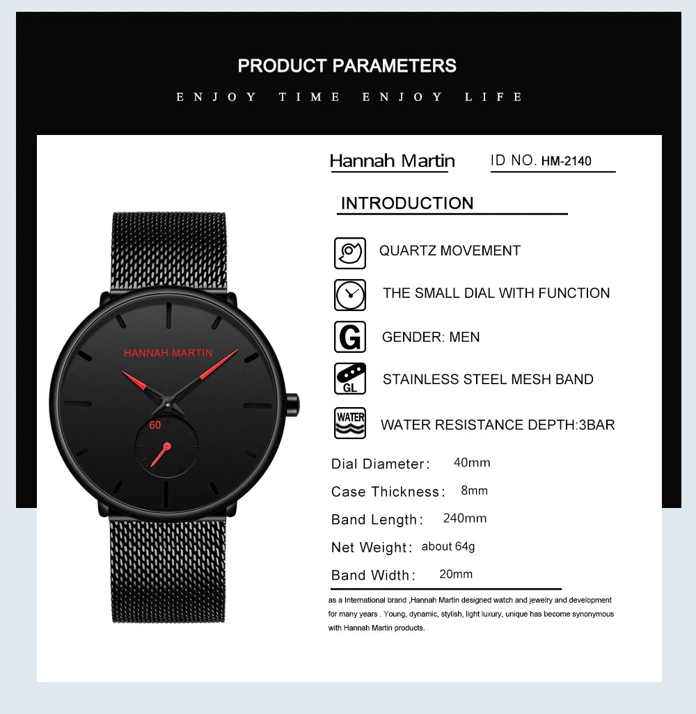 Waterproof Stainless Steel Mesh Quartz Men Watch