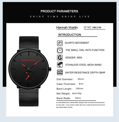 Waterproof Stainless Steel Mesh Quartz Men Watch