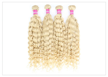 613 Blonde Deep Wave Human Hair Bundles 28 30 32 Inch