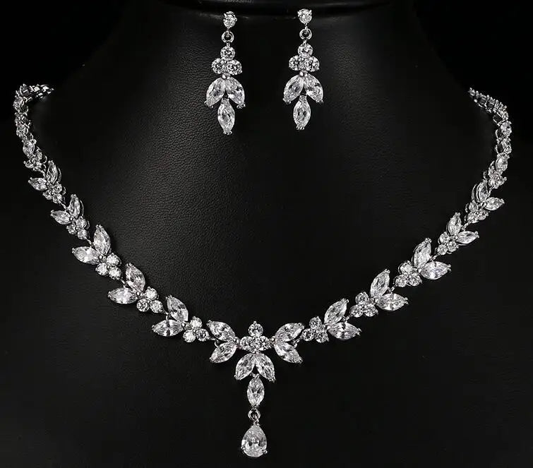 Emmaya Jewelry Set for Women Cubic Zirconia Earrings and Necklace