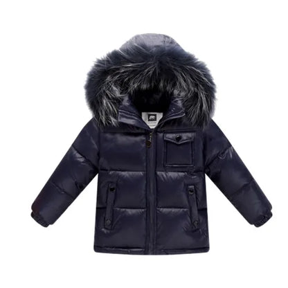Black Down Winter Parka Jacket for Boys and Girls