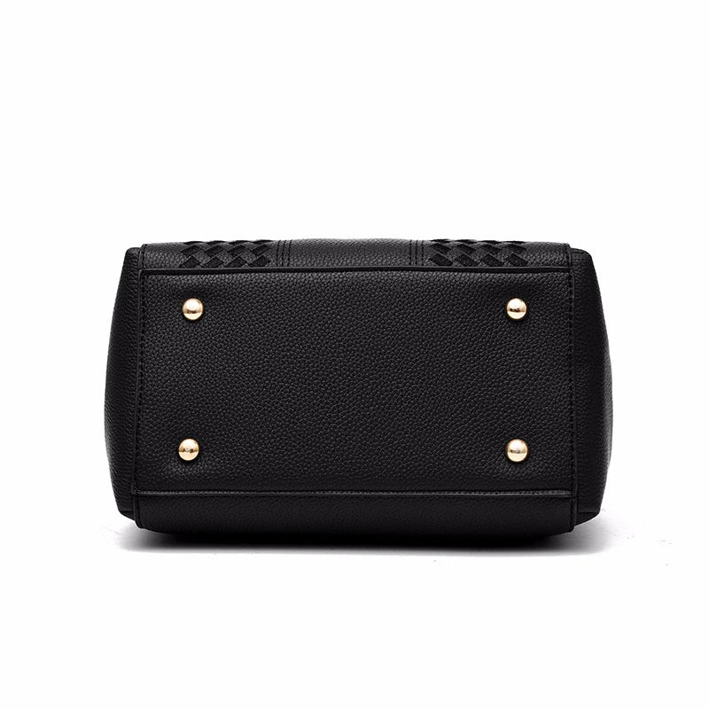Leather Messenger Bag with Fur Decoration for Women