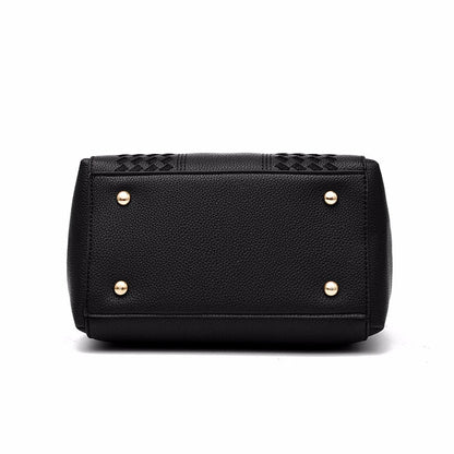 Leather Messenger Bag with Fur Decoration for Women