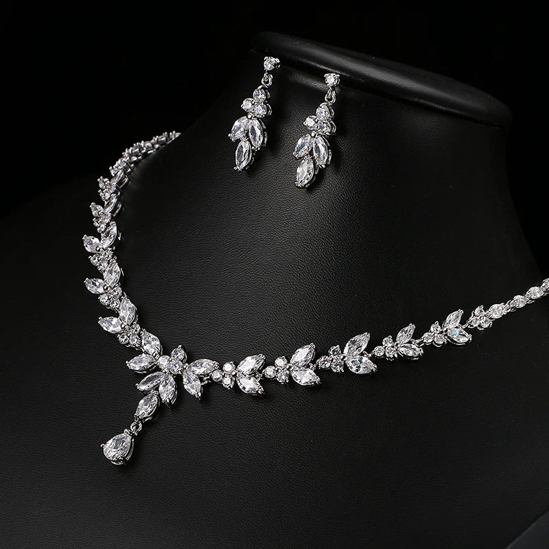 Emmaya Jewelry Set for Women Cubic Zirconia Earrings and Necklace
