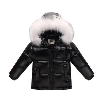 Black Down Winter Parka Jacket for Boys and Girls
