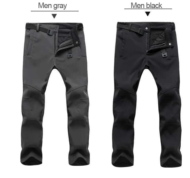 Men's Winter Soft Shell Hiking Pants with Fleece Lining