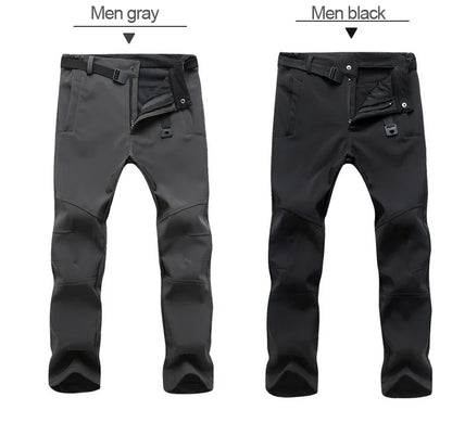 Men's Winter Soft Shell Hiking Pants with Fleece Lining