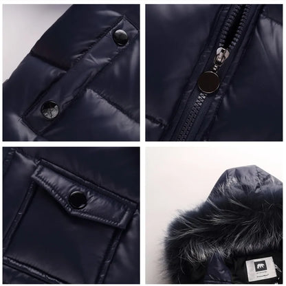 Black Down Winter Parka Jacket for Boys and Girls