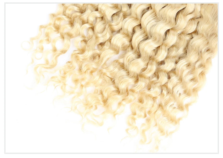 613 Blonde Deep Wave Human Hair Bundles 28 30 32 Inch