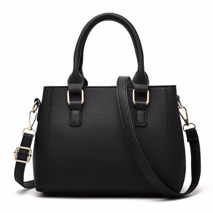 Leather Messenger Bag with Fur Decoration for Women