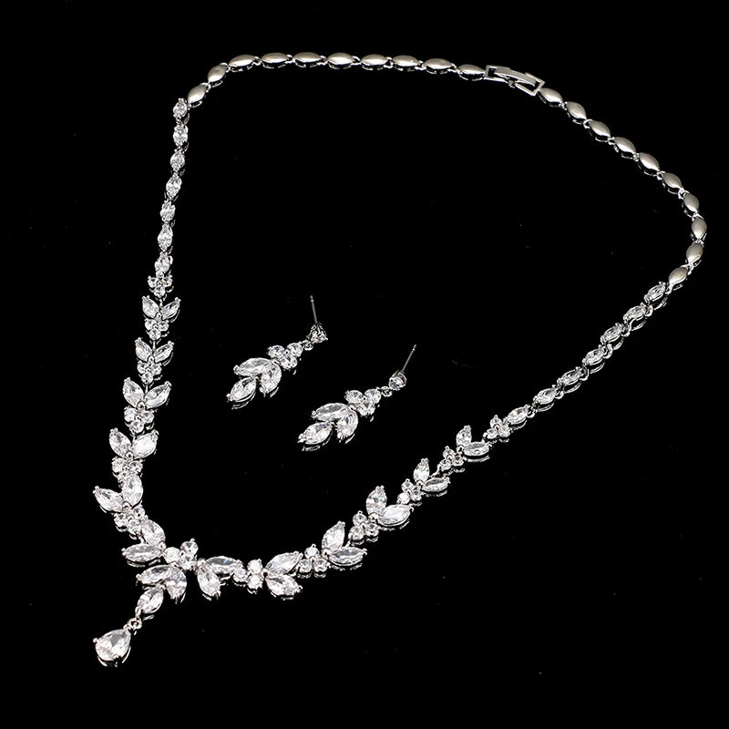 Emmaya Jewelry Set for Women Cubic Zirconia Earrings and Necklace