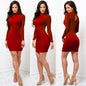 Women Summer Casual Long Sleeve O-Neck Mini Dress