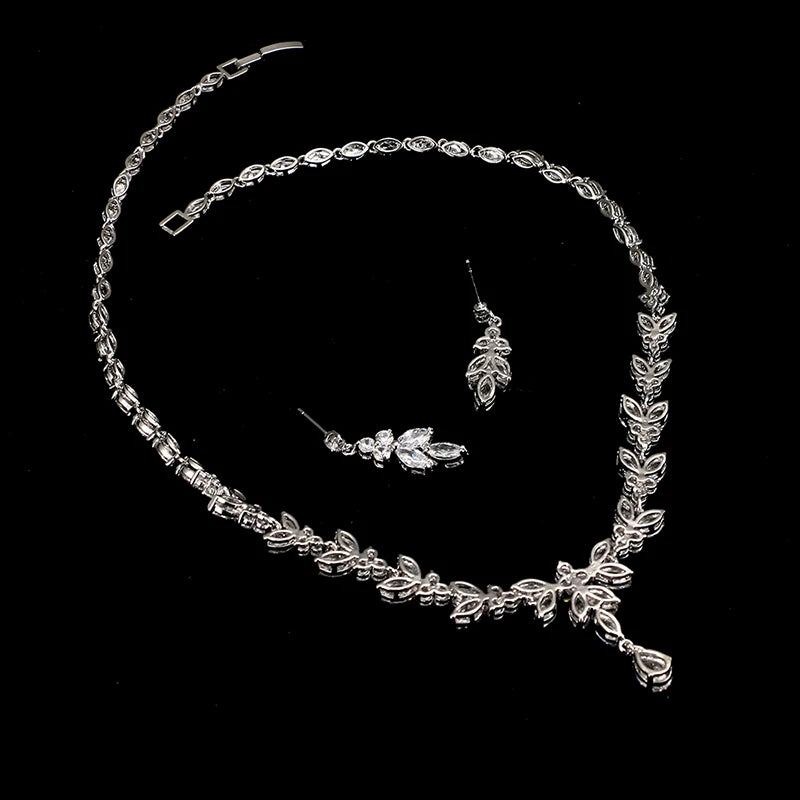 Emmaya Jewelry Set for Women Cubic Zirconia Earrings and Necklace
