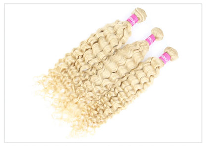 613 Blonde Deep Wave Human Hair Bundles 28 30 32 Inch