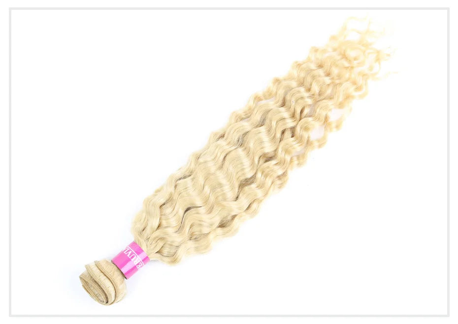 613 Blonde Deep Wave Human Hair Bundles 28 30 32 Inch