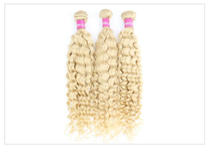 613 Blonde Deep Wave Human Hair Bundles 28 30 32 Inch