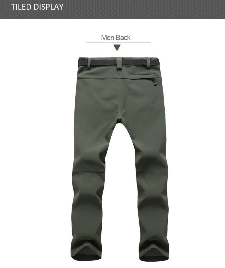 Men's Winter Soft Shell Hiking Pants with Fleece Lining