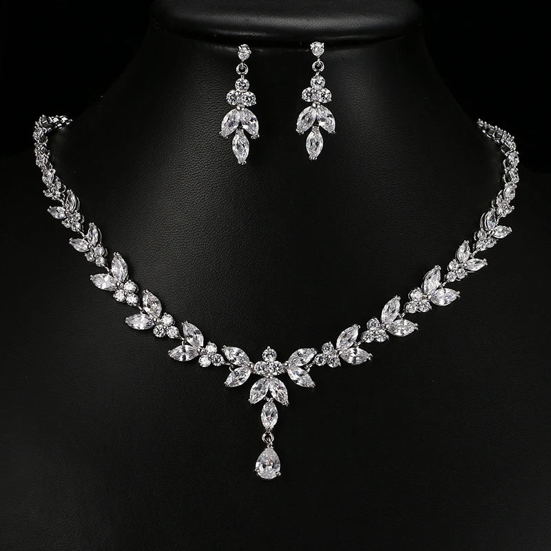 Emmaya Jewelry Set for Women Cubic Zirconia Earrings and Necklace