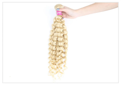 613 Blonde Deep Wave Human Hair Bundles 28 30 32 Inch