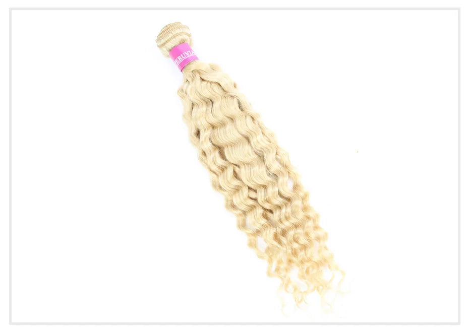 613 Blonde Deep Wave Human Hair Bundles 28 30 32 Inch