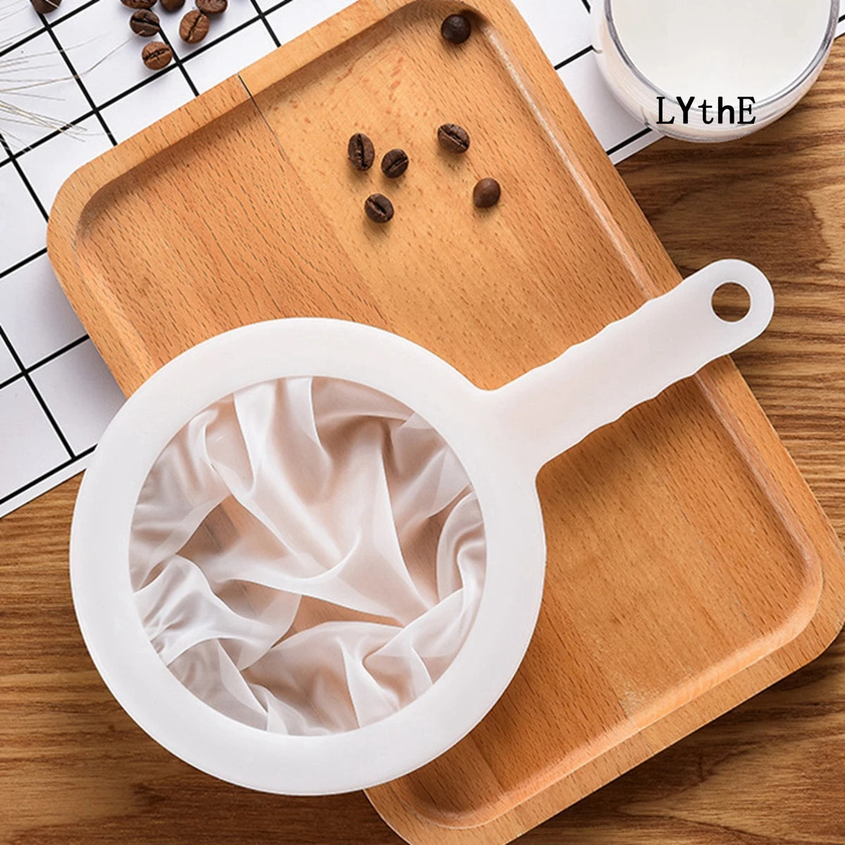 Nylon Mesh Kitchen Nut Milk Filter Spoon