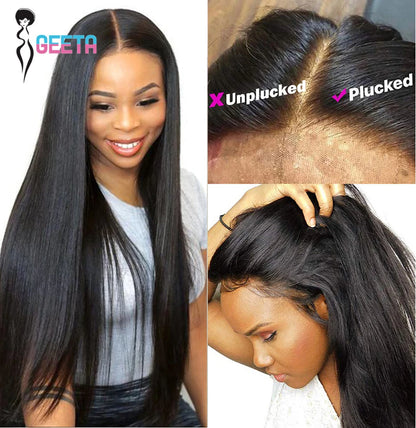 Hd Lace Frontal Wig 30 Inch Bone Straight Human Hair