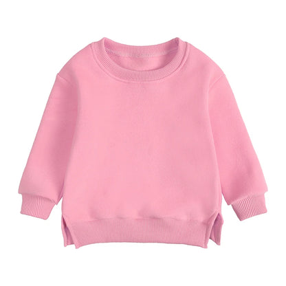 Kids Hooded Sweatshirt Cotton Solid Top for Girls