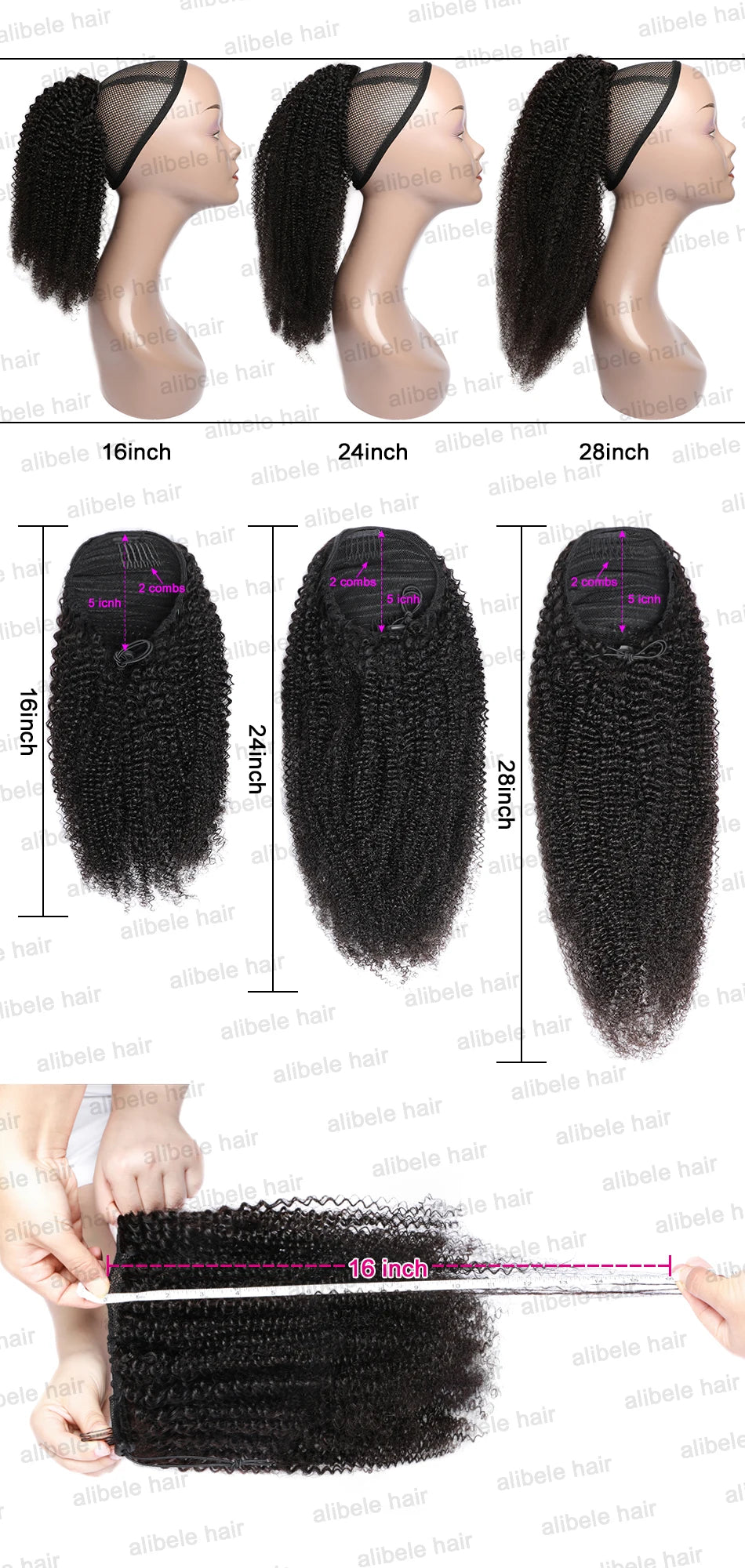 Mongolian Afro Kinky Curly Clip-In Ponytail Extension