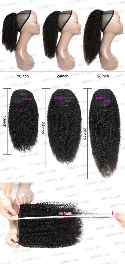 Mongolian Afro Kinky Curly Clip-In Ponytail Extension