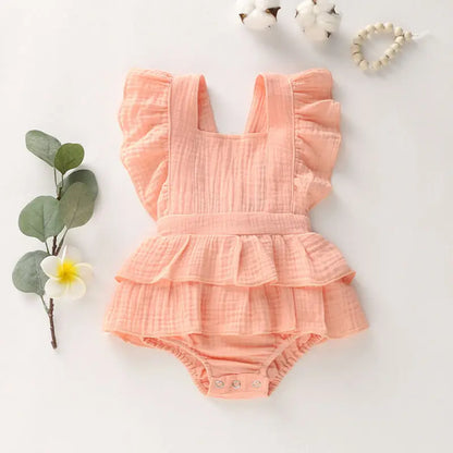 Cotton Ruffle Romper for Baby Girls Summer Outfit