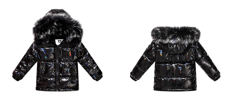 Black Down Winter Parka Jacket for Boys and Girls