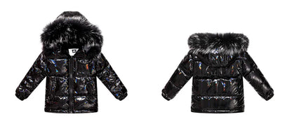 Black Down Winter Parka Jacket for Boys and Girls
