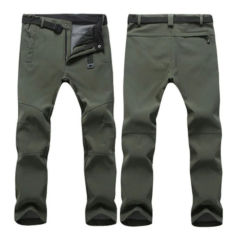 Men's Winter Soft Shell Hiking Pants with Fleece Lining