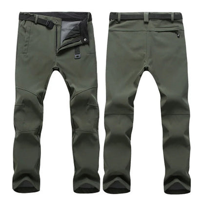 Men's Winter Soft Shell Hiking Pants with Fleece Lining