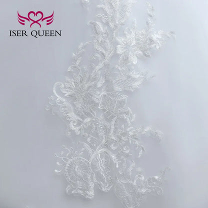 Customized Crystal Beaded Lace Wedding Dress Plus Size