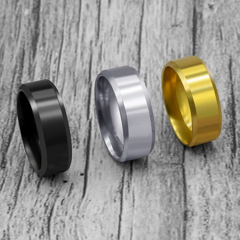 Black Classic Titanium Steel Ring for Men