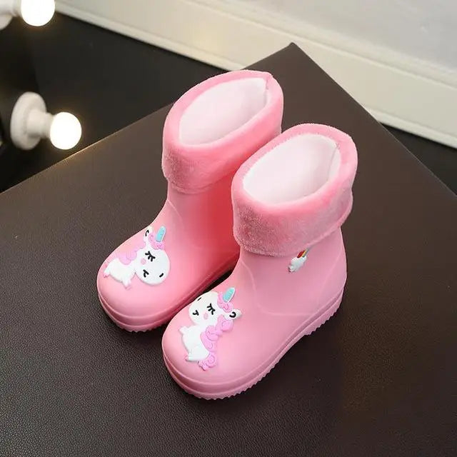 Kids Waterproof PVC Rain Boots with Unicorn Design